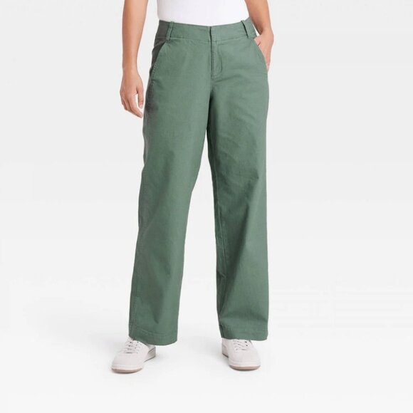 NWT A New Day Women Size 6 Olive Mid-Rise Straight Leg Pleated Front Chino Pants - Picture 1 of 12